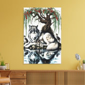 セレーヌウルフファミリーオアシスインアイディリック自然24x36 キャンバスプリント (インサイチュ (リビング))