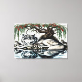 セレーヌウルフファミリーオアシスインアイディリック自然36x24 キャンバスプリント (正面)