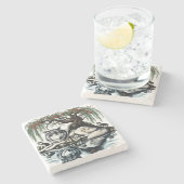 セレーヌウルフファミリーオアシスインアイディリック自然 ストーンコースター (横)