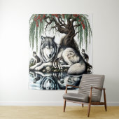 セレーヌウルフファミリーオアシスインアイディリック自然 タペストリー (インサイチュ)