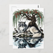 セレーヌウルフファミリーオアシスインアイディリック自然 ポストカード (正面/裏面)