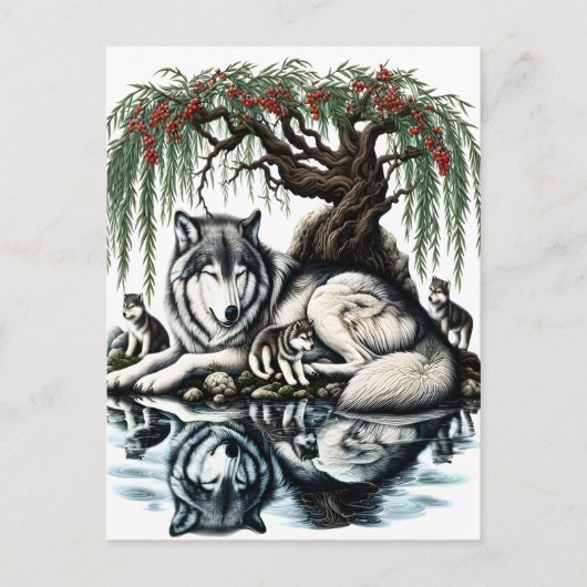 セレーヌウルフファミリーオアシスインアイディリック自然 ポストカード (正面)