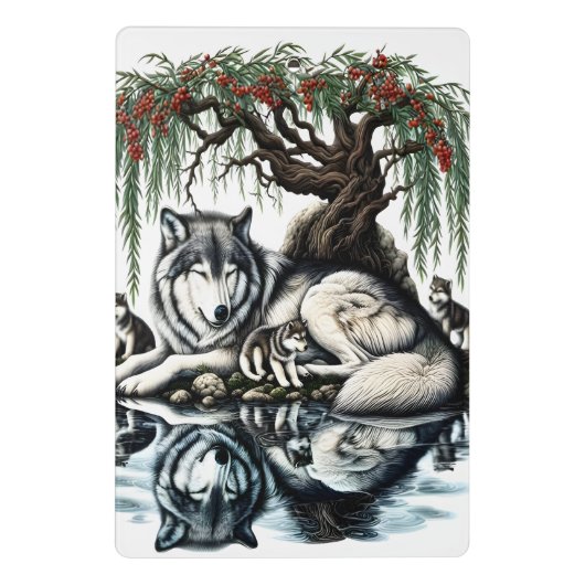 セレーヌウルフファミリーオアシスインアイディリック自然 ミニクリップボード (裏面)