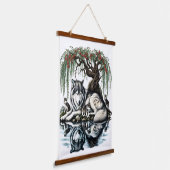 セレーヌウルフファミリーオアシスインアイディリック自然 吊り下げ型タペストリー (傾斜あり)