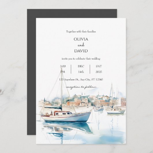 セレーヌコースタルタウンセイロツハーバービーチ結婚式 招待状 (正面/裏面)