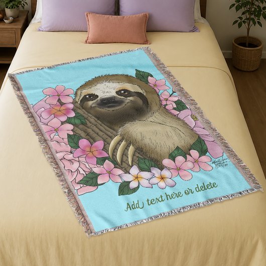 セレーヌピンクの軽やかなナマケモノの花模様 スローブランケット
