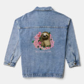 セレーヌピンクの軽やかなナマケモノの花 デニムジャケット (裏面)