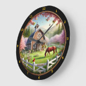 セレーヌファームハウス春ランドスケープ ラージ壁時計 (傾斜)