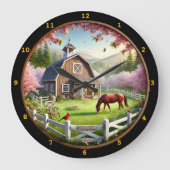 セレーヌファームハウス春ランドスケープ ラージ壁時計 (正面)