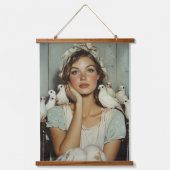 セレーヌファームメイドホワイトハト – 平和のシンボル 吊り下げ型タペストリー (正面)