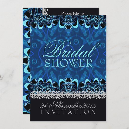 セレーヌブルーイースタントリバルろうけつ染めブライダルシャワー 招待状 (正面/裏面)
