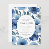 セレーヌブルーフローラ結婚式招待状 インビテーションポストカード (正面/裏面)