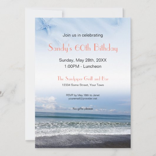 セレーヌブルー海シーン招待状 招待状 (正面)