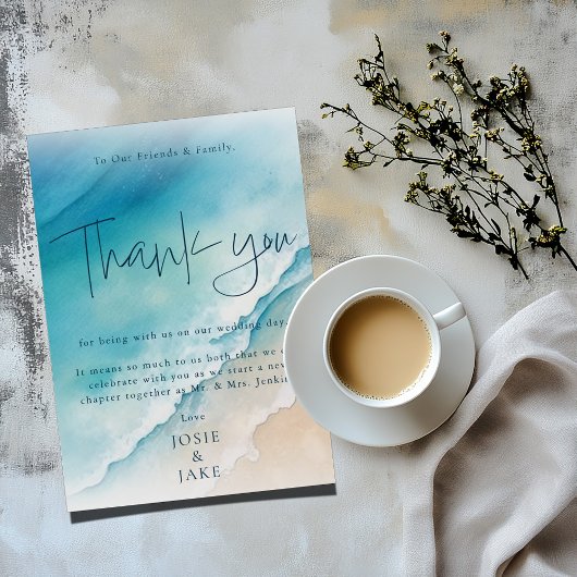 セレーヌブルー海ビーチ結婚式サンキューカード テーブルナンバー