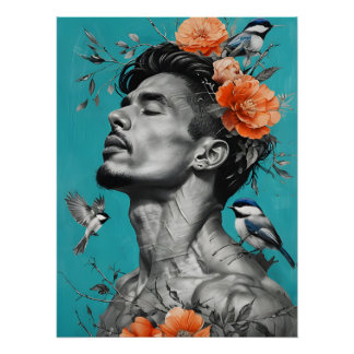 セレーヌボタニカルウォールアート – ポートレート鮮やか ポスター