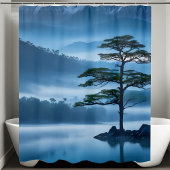 セレーヌマウンテンサイドクール海ブリーズパインツリー シャワーカーテン