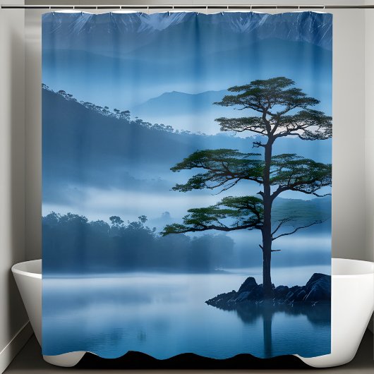 セレーヌマウンテンサイドクール海ブリーズパインツリー シャワーカーテン