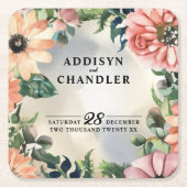 セレーネガーデンリース:パステルフローラエレガンス スクエアペーパーコースター (正面)