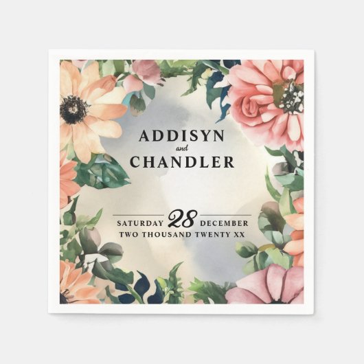 セレーネガーデンリース：パステルフローラエレガンス スタンダードカクテルナプキン (正面)