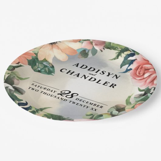 セレーネガーデンリース：パステルフローラエレガンス ペーパープレート (アングル)