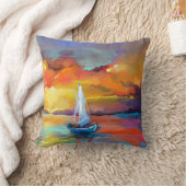 セレーネサンセットシルボートアート クッション (ブランケット)