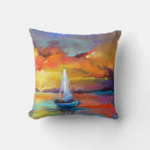 セレーネサンセットシルボートアート クッション (正面)