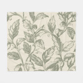 セレーネセージグリーン | つる植物素朴チャームコテージコア フリースブランケット (正面(横))