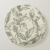 セレーネセージグリーン | つる植物素朴チャームコテージコア ラウンドクッション (裏面)