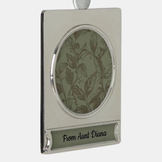 セレーネセージグリーン | 植物学はっきりしたの記述リーフィ シルバープレートバナーオーナメント (右)