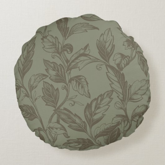 セレーネセージグリーン | 植物学はっきりしたの記述リーフィ ラウンドクッション (裏面)
