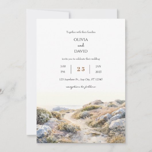 セレーネドーンコースタルパスウォーターカラービーチ結婚式 招待状 (正面)