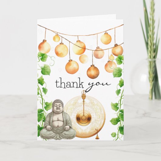 セレーネ |平和 | Budha像と緑 サンキューカード (正面)