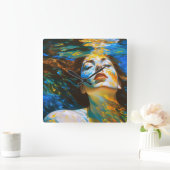 "セレーネ" – 水中の女性 スクエア壁時計 (ホーム)