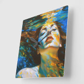 "セレーネ" – 水中の女性 スクエア壁時計 (傾斜)