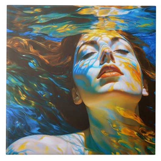 "セレーネ" – 水中の女性 タイル (正面)