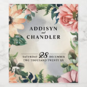 セレーンガーデンリース：パステルカラーの花の優雅さ ワインラベル (シングルラベル)