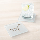 セロトニンの分子化学式 ガラスコースター (アングル)