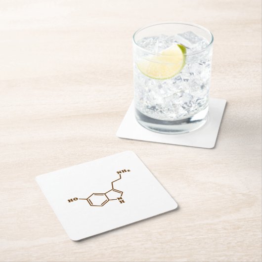 セロトニンの分子化学式 スクエアペーパーコースター (インサイチュ)