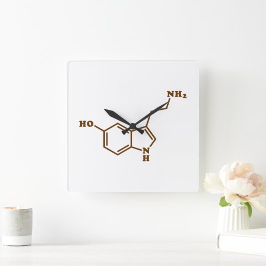 セロトニンの分子化学式 スクエア壁時計 (ホーム)