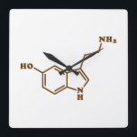 セロトニンの分子化学式 スクエア壁時計<br><div class="desc">セロトニンの分子の~の化学骨格構造方式の有機化合物。

地球の速歩馬は特有のイメージを世界中から専門にします。 ユニークな挨拶状、郵便はがき、ポスター、マウスパッドおよび多くを見つけます。</div>