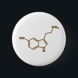 セロトニンの分子化学式 缶バッジ<br><div class="desc">セロトニンの分子の~の化学骨格構造方式の有機化合物。

地球の速歩馬は特有のイメージを世界中から専門にします。 ユニークな挨拶状、郵便はがき、ポスター、マウスパッドおよび多くを見つけます。</div>