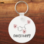 セロトニン分子ピンクの花が幸せを選ぶ キーホルダー (正面)