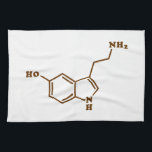 セロトニン分子化学式 キッチンタオル<br><div class="desc">セロトニン分子～化学骨格構造式化オーガニック合物。

Globe Trottersは、世界中の独自の画像を専のまわりに門に扱っています。ここには、グリーテユニークィングカード、はがき、ポスター、マウスパッドなどがあります。</div>