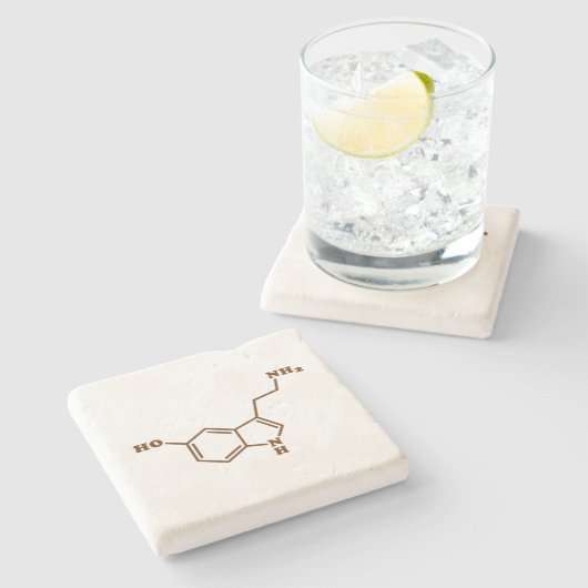 セロトニン分子化学式 ストーンコースター (横)