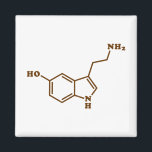セロトニン分子化学式 マグネット<br><div class="desc">セロトニン分子～化学骨格構造式オーガニック化合物。Globe Trottersは、地球の特異な画像を専門のまわりにに扱っている。グリーティングカユニークード、はがき、ポスター、マウスパッドなど。</div>