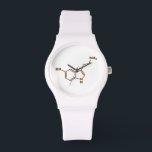 セロトニン分子化学式 腕時計<br><div class="desc">セロトニン分子～化学骨格構造式オーガニック化合物。Globe Trottersは、地球の特異な画像を専門のまわりにに扱っている。グリーティングカユニークード、はがき、ポスター、マウスパッドなど。</div>