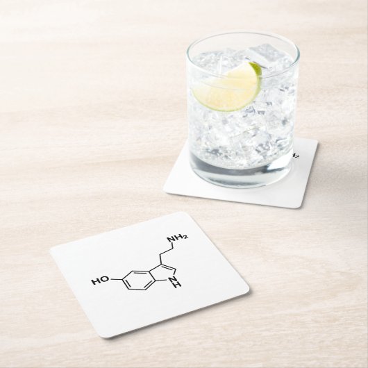 セロトニン化学式科学記号要素 スクエアペーパーコースター (インサイチュ)