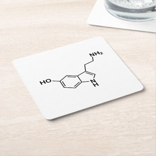 セロトニン化学式科学記号要素 スクエアペーパーコースター (アングル)