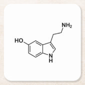 セロトニン化学式科学記号要素 スクエアペーパーコースター (正面)