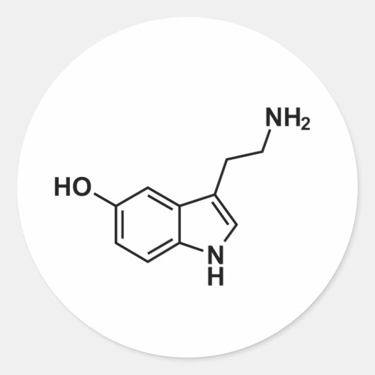 セロトニン化学式科学記号 ラウンドシール (正面)